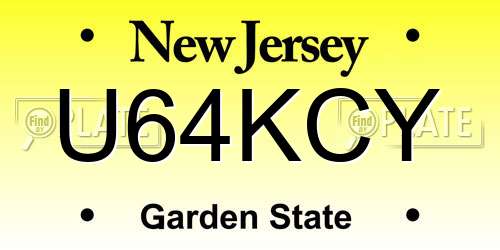 U64KCY New Jersey License Plate