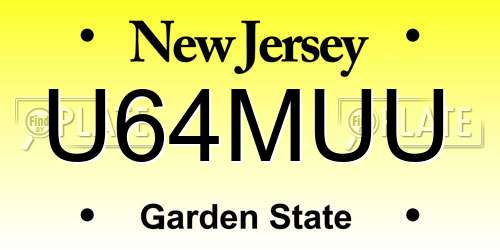 U64MUU New Jersey License Plate