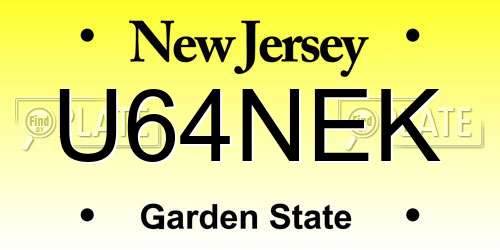 U64NEK New Jersey License Plate