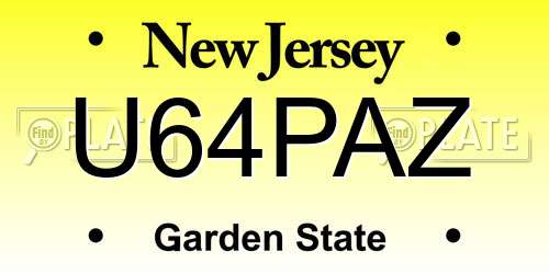 U64PAZ New Jersey License Plate