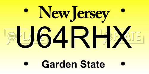 U64RHX New Jersey License Plate