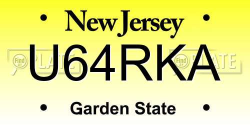U64RKA New Jersey License Plate