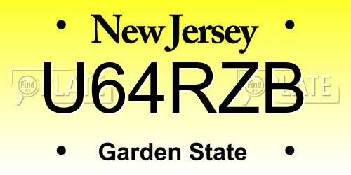 U64RZB New Jersey License Plate