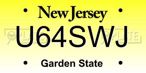 U64SWJ New Jersey License Plate