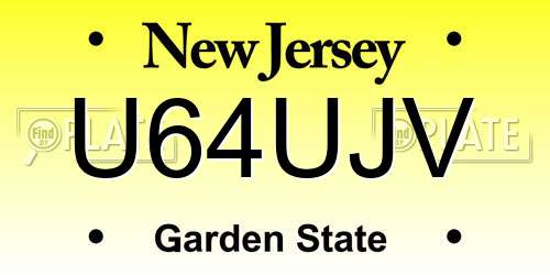 U64UJV New Jersey License Plate