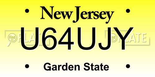 U64UJY New Jersey License Plate