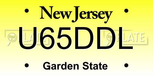 U65DDL New Jersey License Plate
