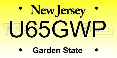U65GWP New Jersey License Plate