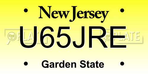 U65JRE New Jersey License Plate