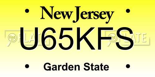 U65KFS New Jersey License Plate