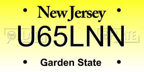 U65LNN New Jersey License Plate