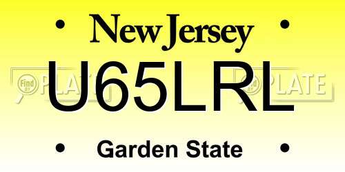 U65LRL New Jersey License Plate
