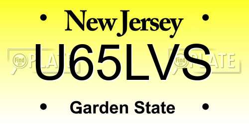 U65LVS New Jersey License Plate