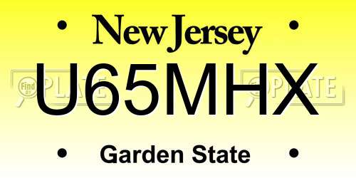 U65MHX New Jersey License Plate