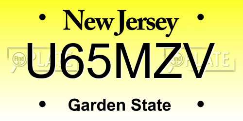 U65MZV New Jersey License Plate