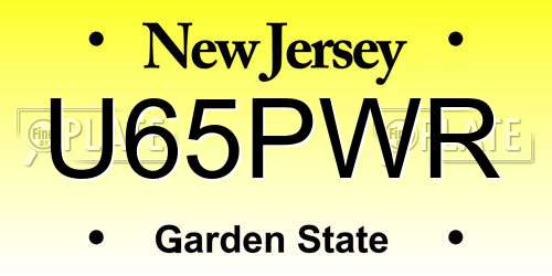 U65PWR New Jersey License Plate