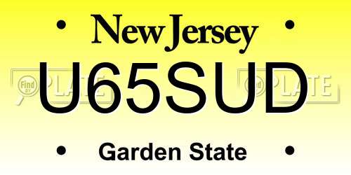 U65SUD New Jersey License Plate
