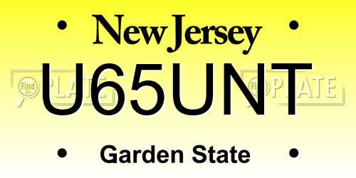 U65UNT New Jersey License Plate