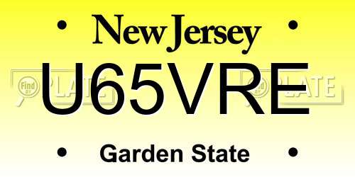U65VRE New Jersey License Plate