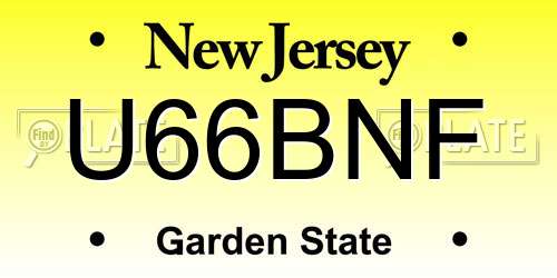 U66BNF New Jersey License Plate