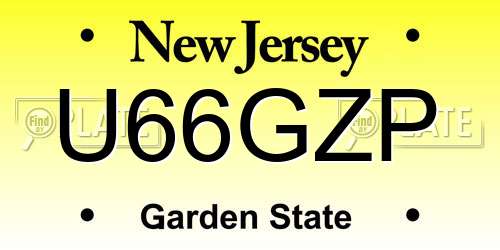 U66GZP New Jersey License Plate
