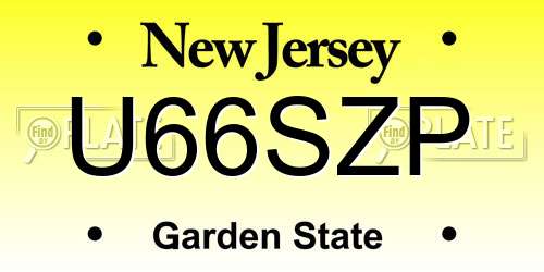 U66SZP New Jersey License Plate