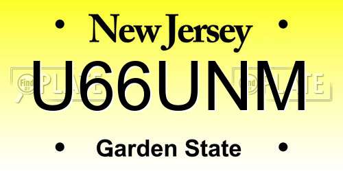 U66UNM New Jersey License Plate