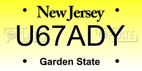 U67ADY New Jersey License Plate