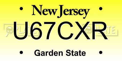 U67CXR New Jersey License Plate