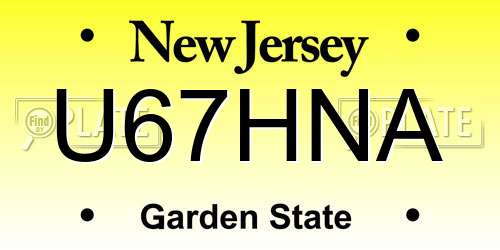 U67HNA New Jersey License Plate
