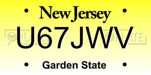 U67JWV New Jersey License Plate