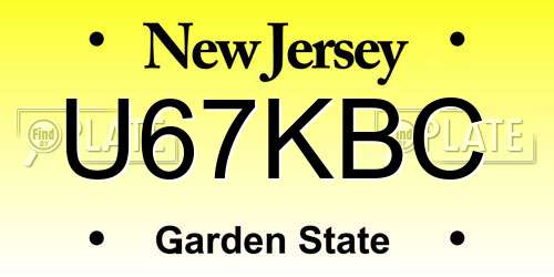 U67KBC New Jersey License Plate