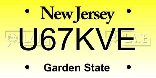 U67KVE New Jersey License Plate