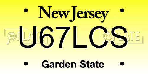 U67LCS New Jersey License Plate