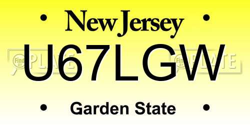 U67LGW New Jersey License Plate