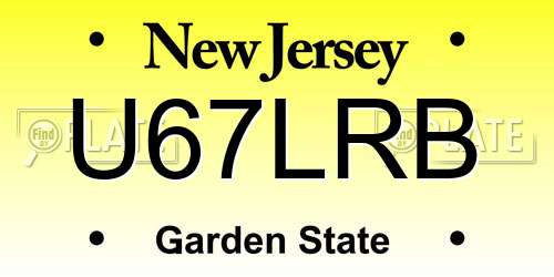 U67LRB New Jersey License Plate