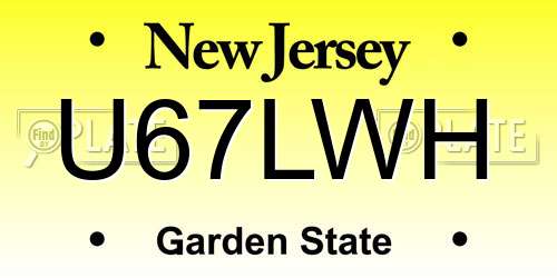 U67LWH New Jersey License Plate