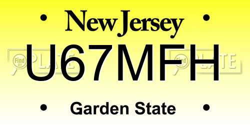 U67MFH New Jersey License Plate
