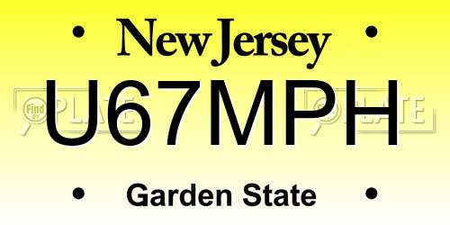 U67MPH New Jersey License Plate