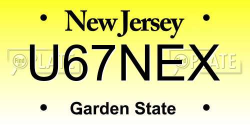 U67NEX New Jersey License Plate