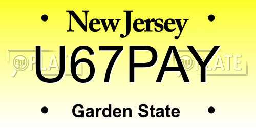 U67PAY New Jersey License Plate