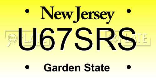 U67SRS New Jersey License Plate
