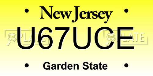 U67UCE New Jersey License Plate
