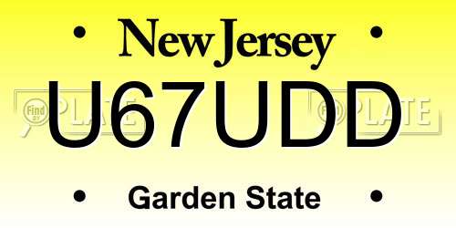 U67UDD New Jersey License Plate