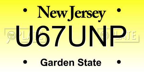 U67UNP New Jersey License Plate