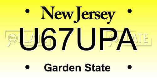 U67UPA New Jersey License Plate