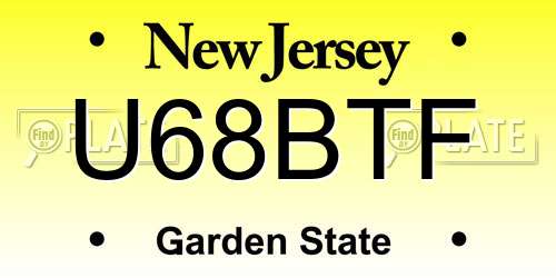 U68BTF New Jersey License Plate