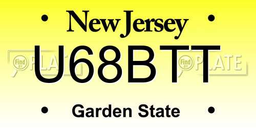 U68BTT New Jersey License Plate