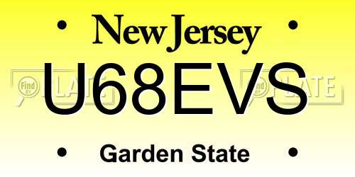U68EVS New Jersey License Plate
