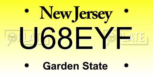 U68EYF New Jersey License Plate